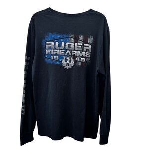 Ruger Firearms T Shirt M Graphic Long Sleeve Black American Flag